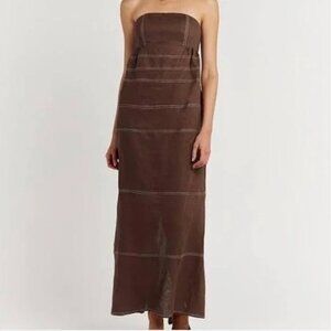 Dissh Chai Chocolate Midi Strapless Dress